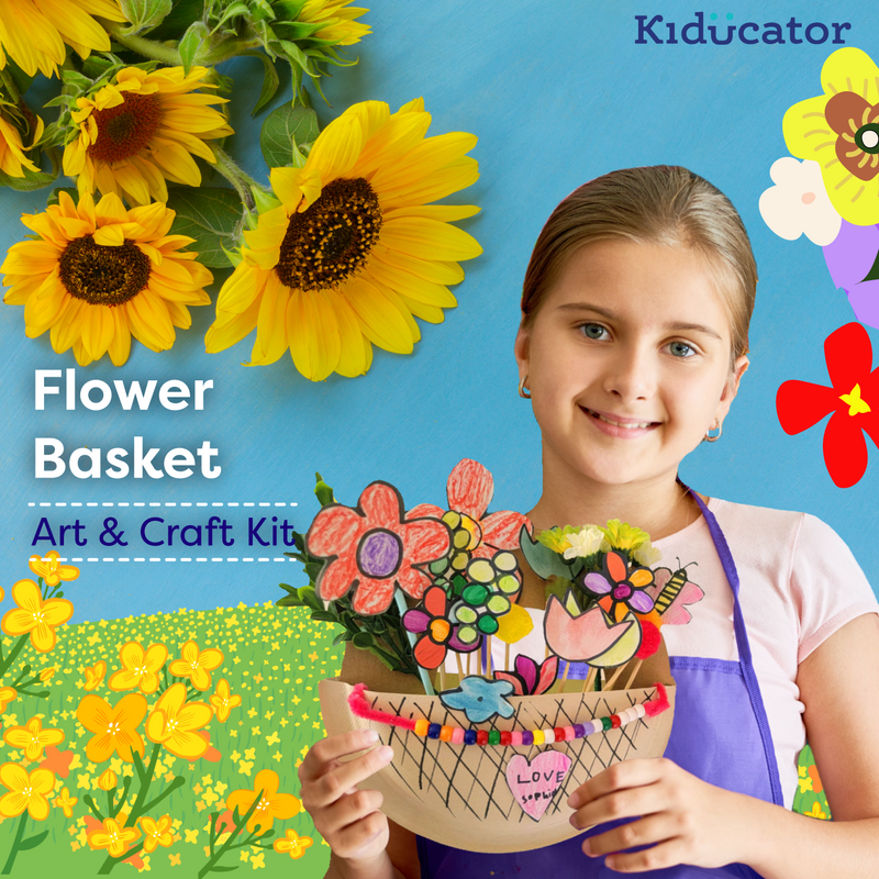 Flower Basket Art & Craft Kit -(Step by Step Tutorial Included) for kids 5-10yrs Learn To be creative / Art and Craft kit for kid